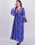 Floral V Neck - Maxi Dress - Bell Sleeves