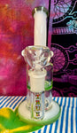 7” Bent Neck Honeycomb Perc Waterpipe White & Green