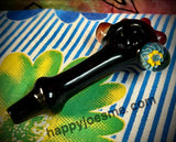 Black Handpipe W/Flower Marble