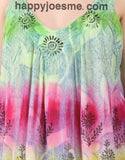 Women's casual V neck Tie Dye Sleeveless Tank Summer Top