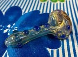 Silver Fume Body W/Color Front and Purple Bumps Handpipe