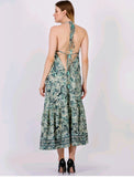 Floral Halter Backless Tie Dress Flared Bottom