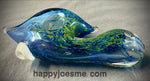 Blue/Green Frit Teardrop Handpipe