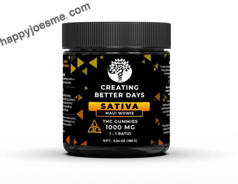 Creating Better Days Sativa Maui Wowie THC Gummies 1000mg