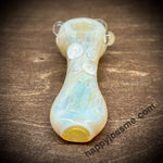 5” Cream/Light Pink/Silver Fume Bumpy Handpipe By Huggy Bear