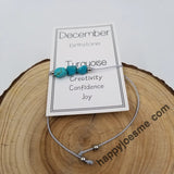 Handmade Birthday Stone Natural Stone Bracelet with Card