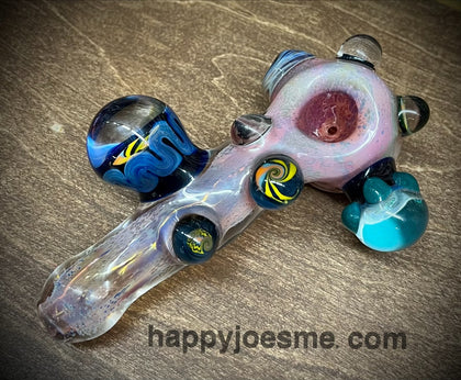6” Multicolor Fume W/Wig-Wag Marbles/Galaxy Marbles Heady Handpipe