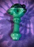 Solid Green Sparkly Dark Green Front Handpipe by Sable Haze