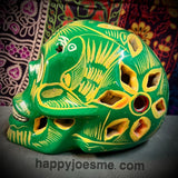 Green With Gold Sparkly Flowers/Doves Sugar Skull