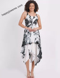 Women's Tie dye Asymmetrical Hem Sleeveless Summer Dress