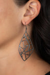 Geo Grid Earrings Black