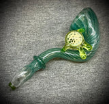 6” Sparkly Teal W/Slime Green Honeycomb Droop Marble Sherlock
