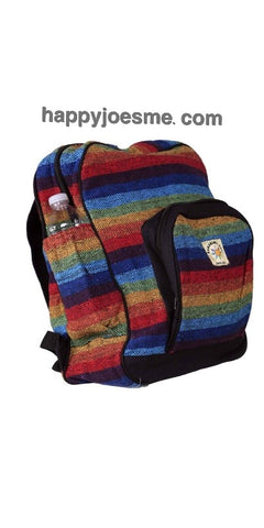 Hemp Backpack Striped Rainbow