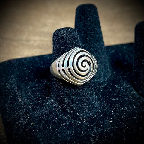 Spiral 925 Silver Ring Size-7