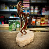 Kokopelli Enameled Metal Figurine paperweight with sandstone base