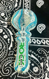 4" Rock Glass Fumed W/Canework and Color Handpipe