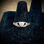 Pink Cubic Zirconia Claddagh 925 Silver Ring Size-10
