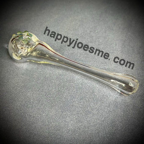 Long Clear Handpipe W/Slime Green Bumps