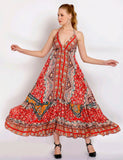 Floral Halter Backless Tie Dress Flared Bottom
