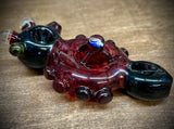 6" Black/Red "Donut" W Marbles, Millies, & Knobs