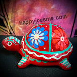 5" x 2.5" Small Red & Multi-Color Turtle Box-Talavera Pottery from Mexico