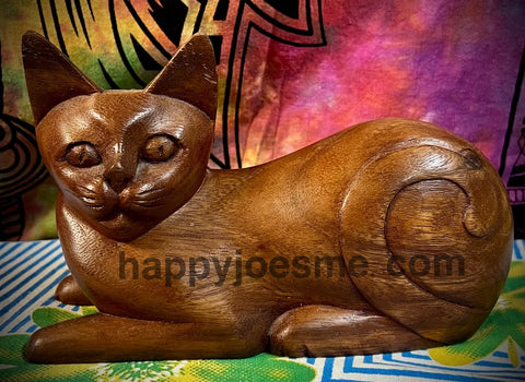 Wood Kitty Sculpture from Indonesia, "Balinese Cat"