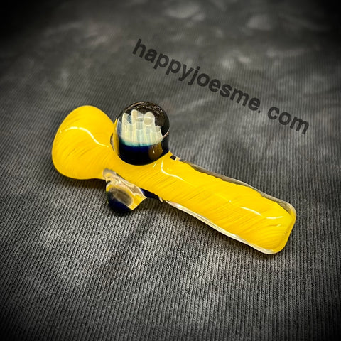 Mini Yellow Frit W/Honeycomb Marble Chillum