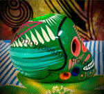 Green with multicolors/Bird Sugar Skull Talavera pottery