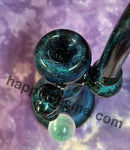 9" Sparkly Blues & Greens Stand Up Bubbler With Large White Sparkly Marble