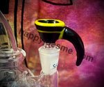 10MM Male Sparkly Black/Yellow Slide with Handle by JP Glass