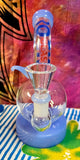 7" Bent Neck Rock Glass Bubble Bottom- Waterpipe-Purple Accents-RS493