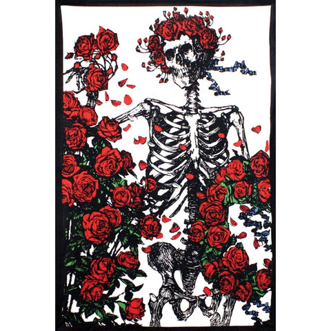 60X90 3D grateful Dead Skeleton & Roses Tapestry