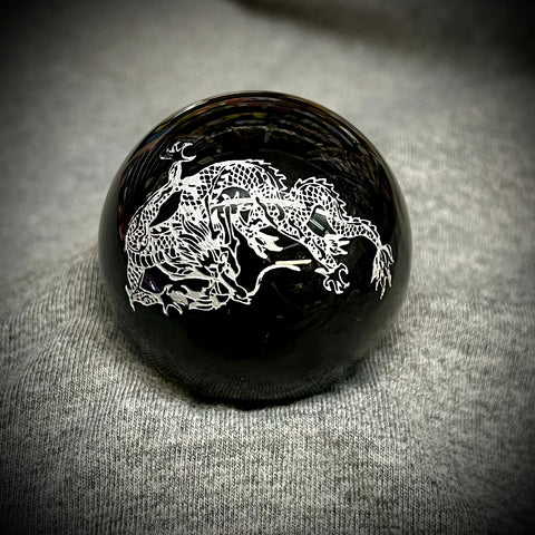 Obsidian Sphere W/Etched Design