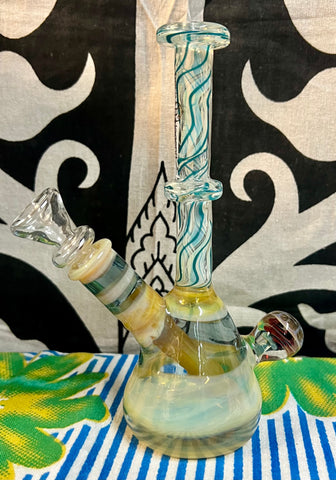 6.5” Herb Legend Worked Waterpipe W/Colored Back Marble