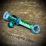Dichro Wig-Wag Green Opal Glass Chillum