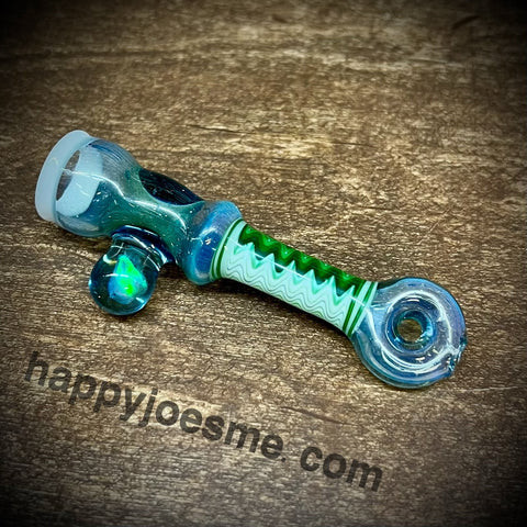 Dichro Wig-Wag Green Opal Glass Chillum