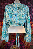 Ocean Waves Flared Sleeves Tie Top