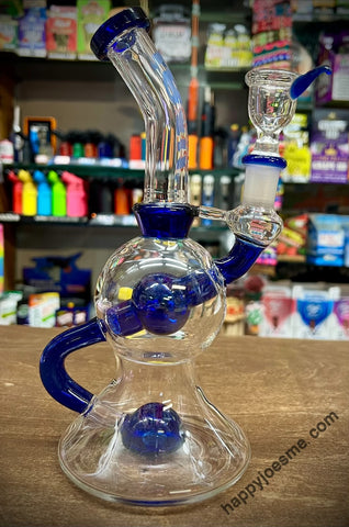 9” Bent Neck Single Perc Recycle Blue Waterpipe