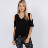ANDREA TOP PLUS SIZE Viscose Open Shoulder Short Sleeve Top Plus Size XXXL