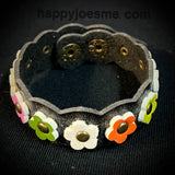 Faux Leather Flower Bracelet