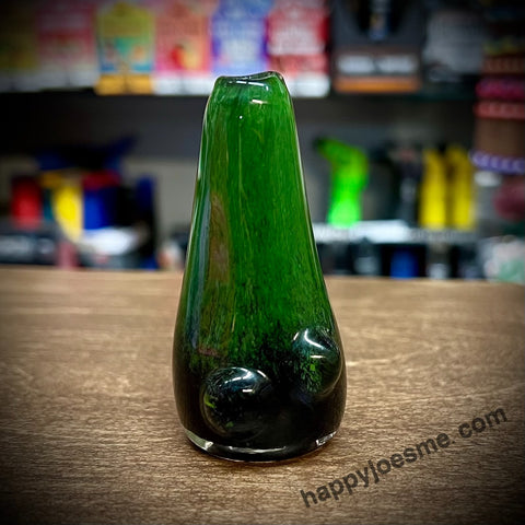 Black to Green Frit Cone Shaped Glass Chillum