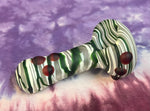 3.5” Green/White Stripes W/6 Red Dots Handpipe