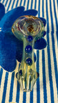 Silver Fume Body W/Color Front and Purple Bumps Handpipe