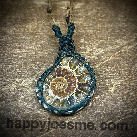 Ammonite Fossil Macramé Necklace