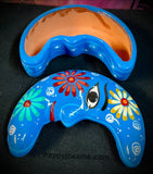 4.5"  Blue/Multi-Colored Half-MOON Box-Talavera Pottery from Mexico