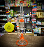 14” Glass Dual Perc Waterpipe w/Orange Accents-RS549