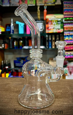 8" Our Glass Slight Bent Neck Hourglass waterpipe