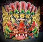 Balinese Mask Guardian Singa Lion Barong Topeng Demon Bali Wall Art Carved Wood