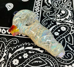 4.5” Clear Fumed Color Whipped W/Blue Dot Handpipe