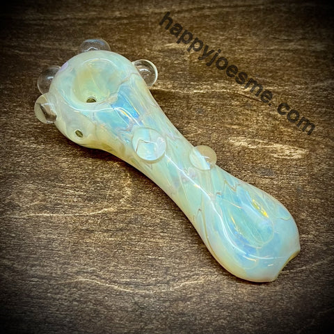 5” Cream/Light Pink/Silver Fume Bumpy Handpipe By Huggy Bear
